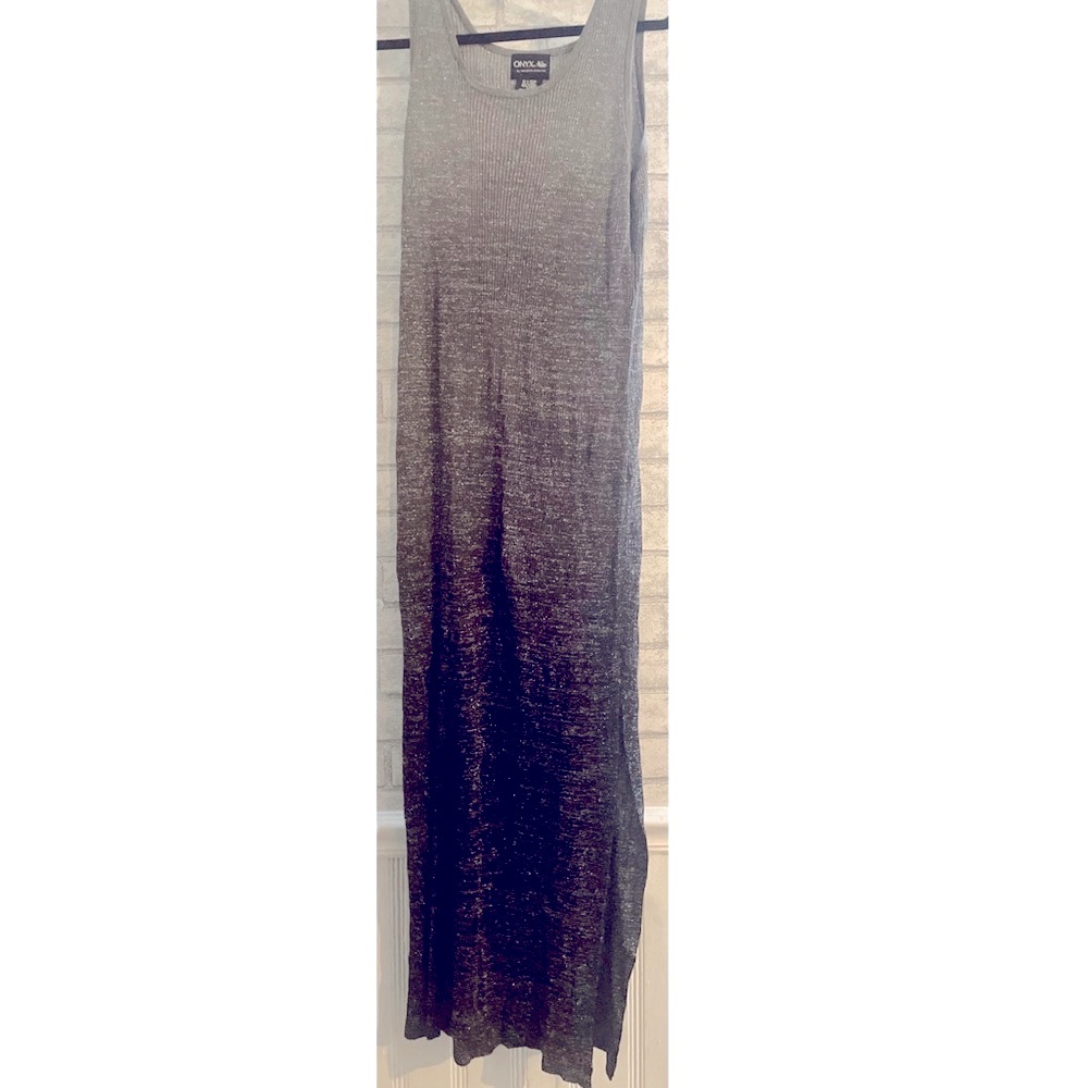 ONYX Nite Silver Metallic Maxi Dress woman’s size 1X